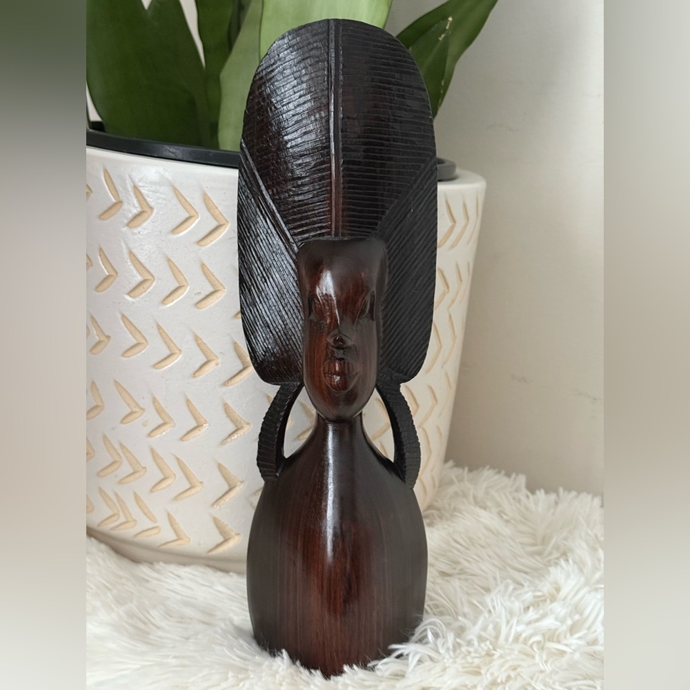 Elegant Brown Wooden Sculpture 11” tall